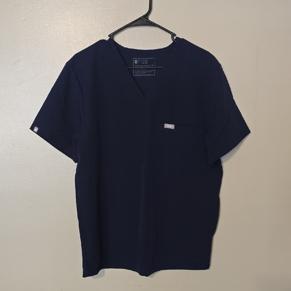 FIGS Womens Leon 3 Pocket Technical Collection Scrub Top Size M Navy Blue